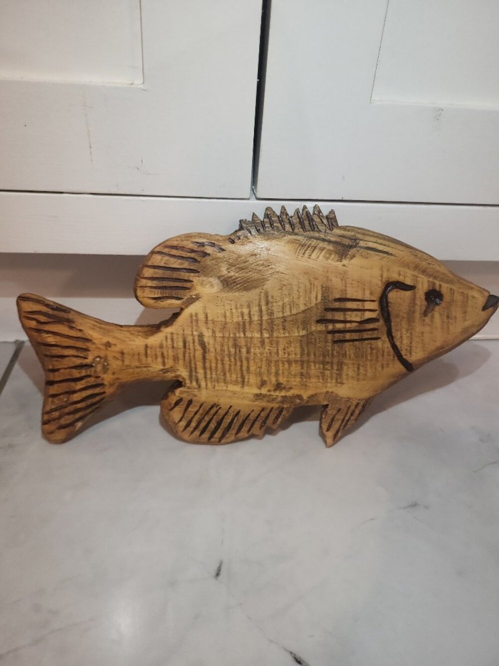 Handmade Hand Carved Pine Wood Fish Lake Home Cabin Decor